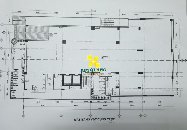 Layout tầng trệt của tòa nhà cho thuê nguyên căn đường Điện Biên Phủ quận 1